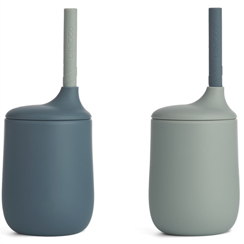 Ellis Sippy Silicone Kop 2-Pak Whale Blue/Dove Blue Mix