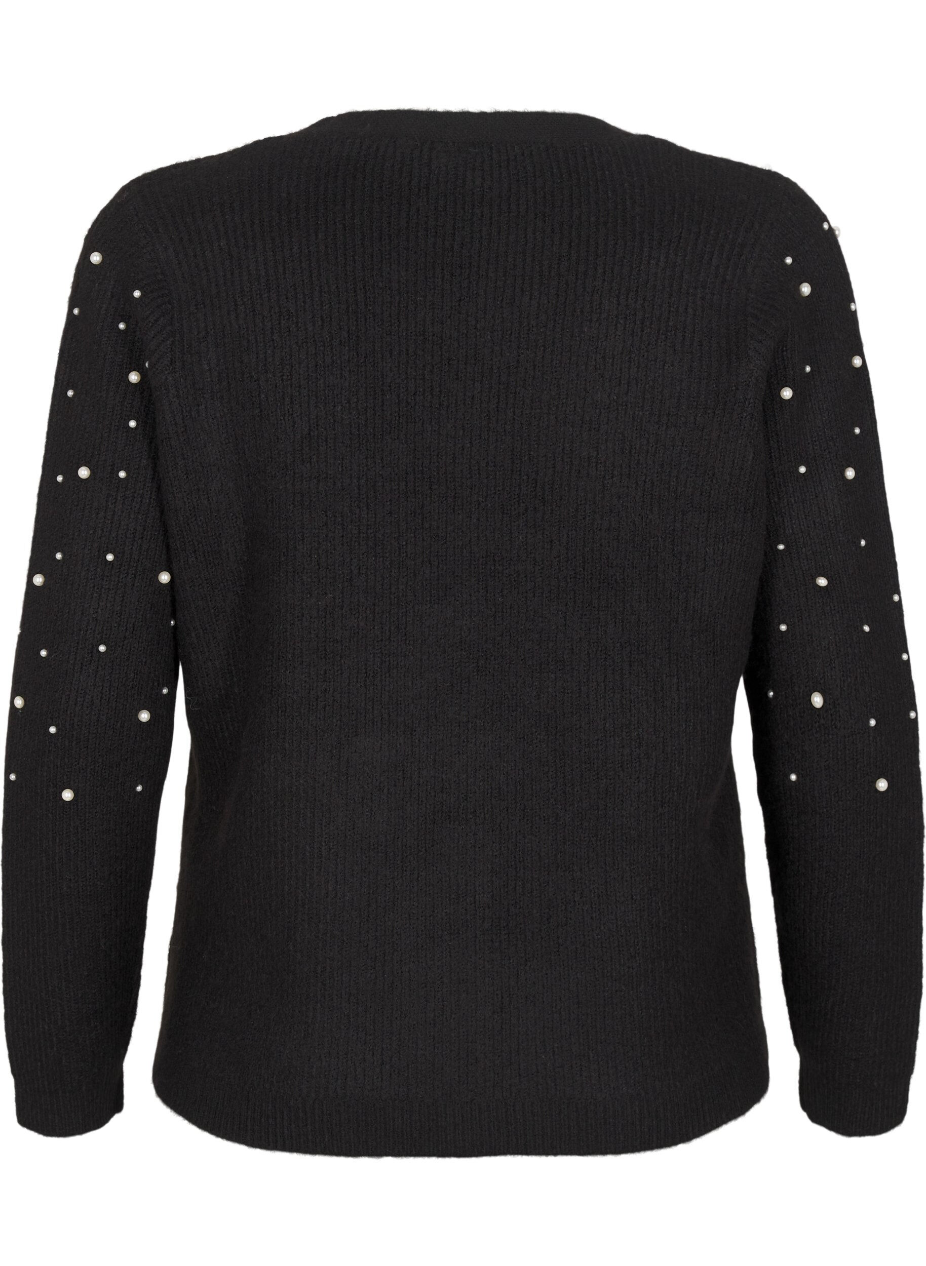 Strikcardigan med perler
