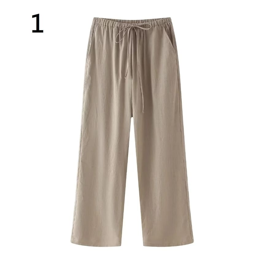 Omelia - Lange mouwen effen kimono top / Losse broek met trekkoord in de taille