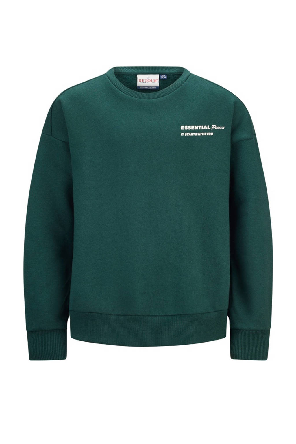 Retour Jeans sweater Easton met backprint donkergroen
