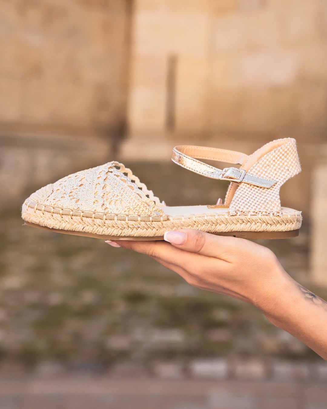 Sandale femme espadrille doré - Maya
