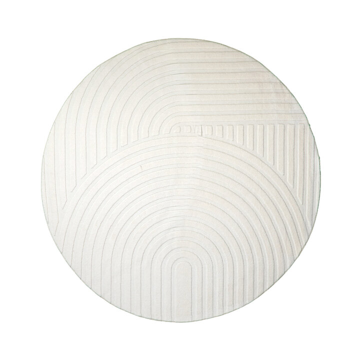 Rond Scandinavisch vloerkleed - Charm Curves Wit