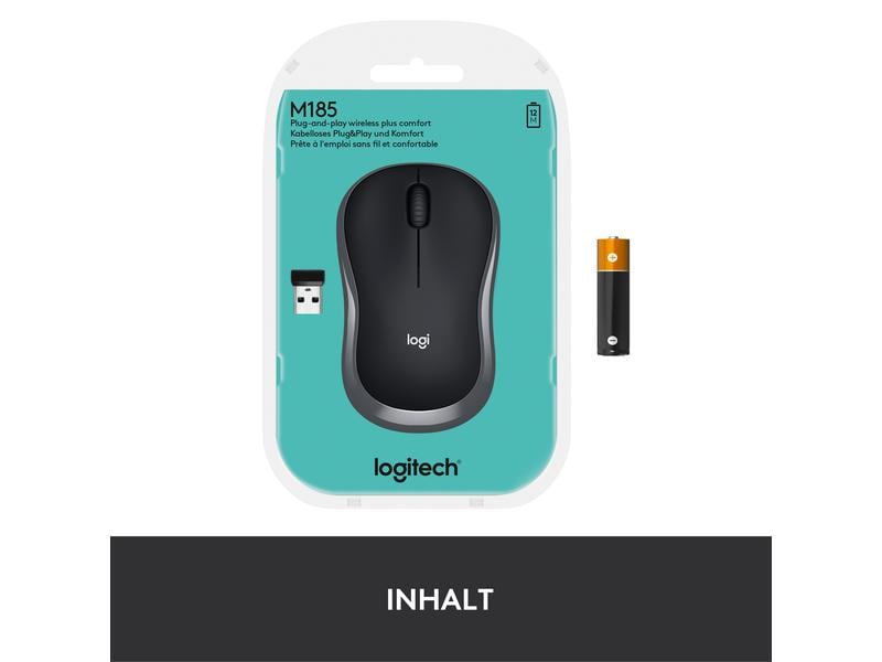 Logitech Maus M185 Wireless Kabellose Notebookmaus mit Nano-Empfänger, USB