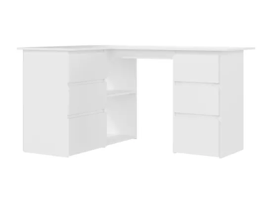 Bureau d'angle Blanc 145x100x76 cm Bois d'ingénierie