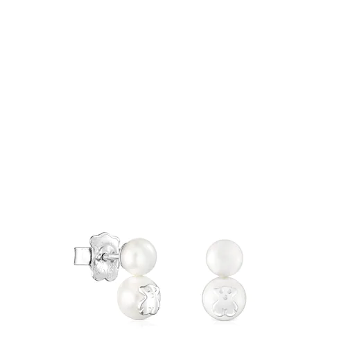 Brincos Icon Pearl em Prata com Duas Pérolas