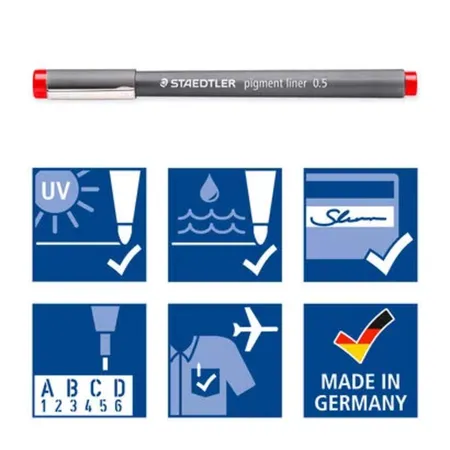STAEDTLER® Pigment liner 0,5mm 6 Farben Box