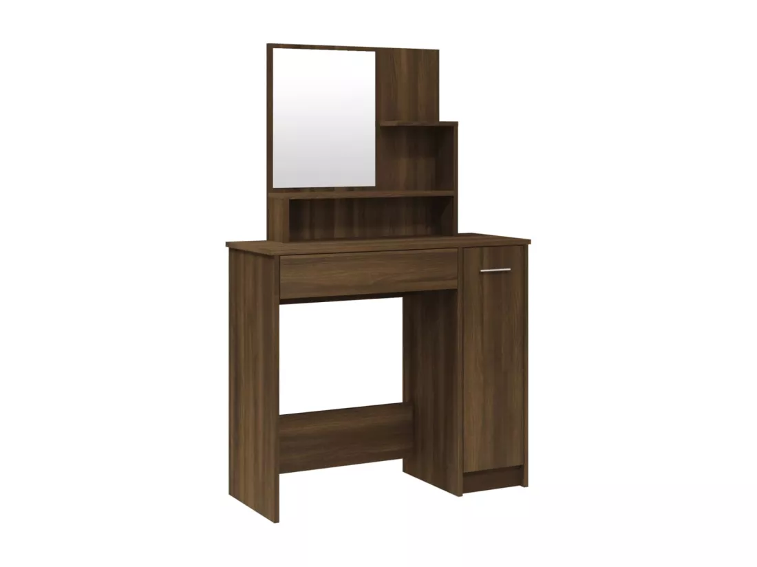 Coiffeuse avec miroir Chêne marron 86,5x35x136 cm