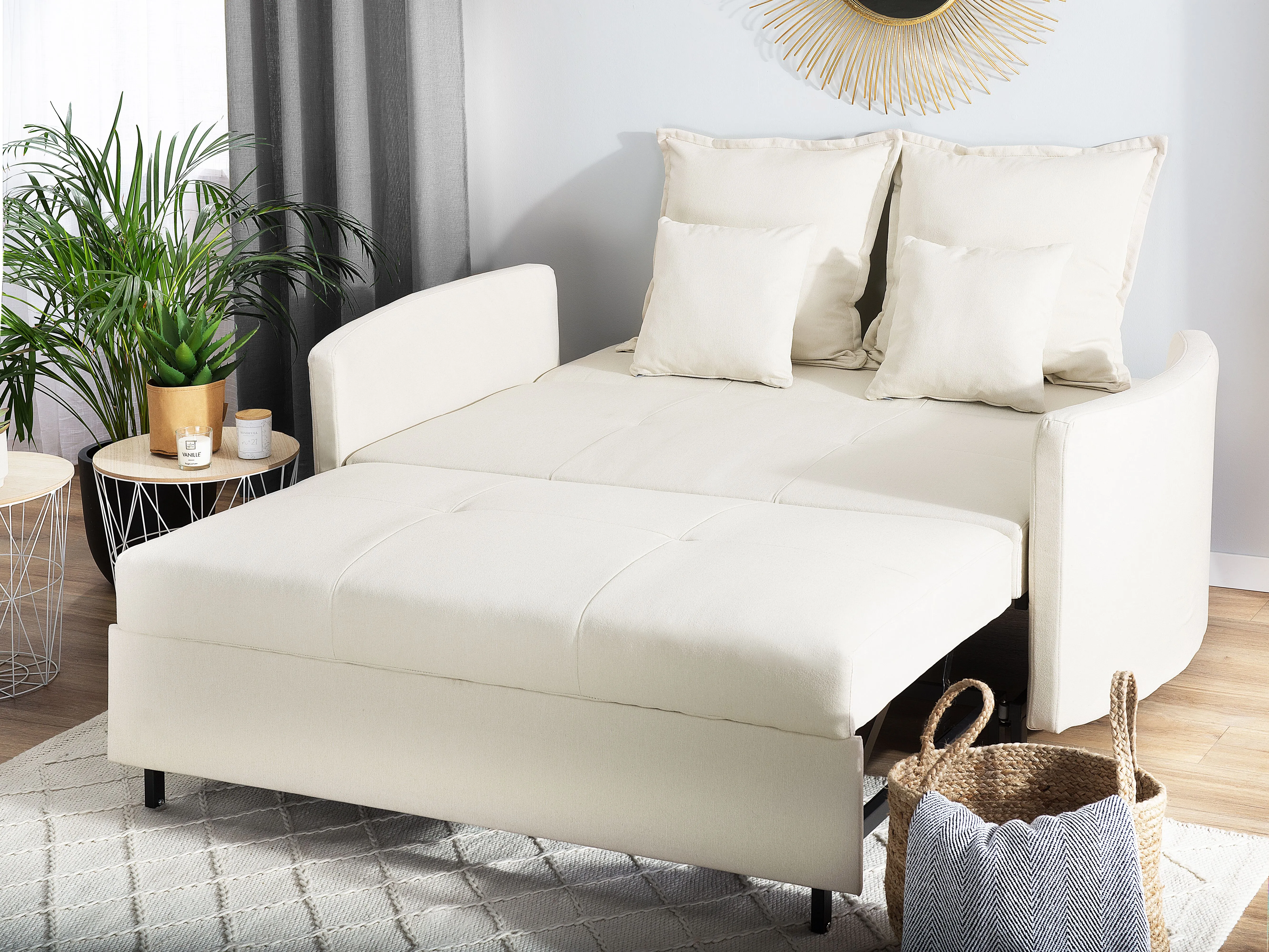 Slaapbank 2-zits HOVIN Stof Lichtbeige
