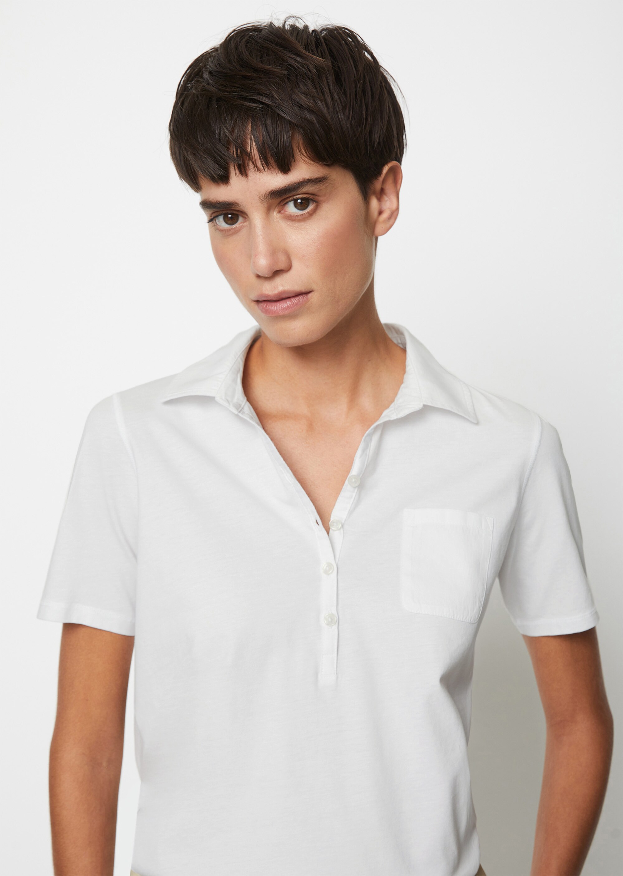 Kurzarm Poloshirt regularmit Material-Mix-Details