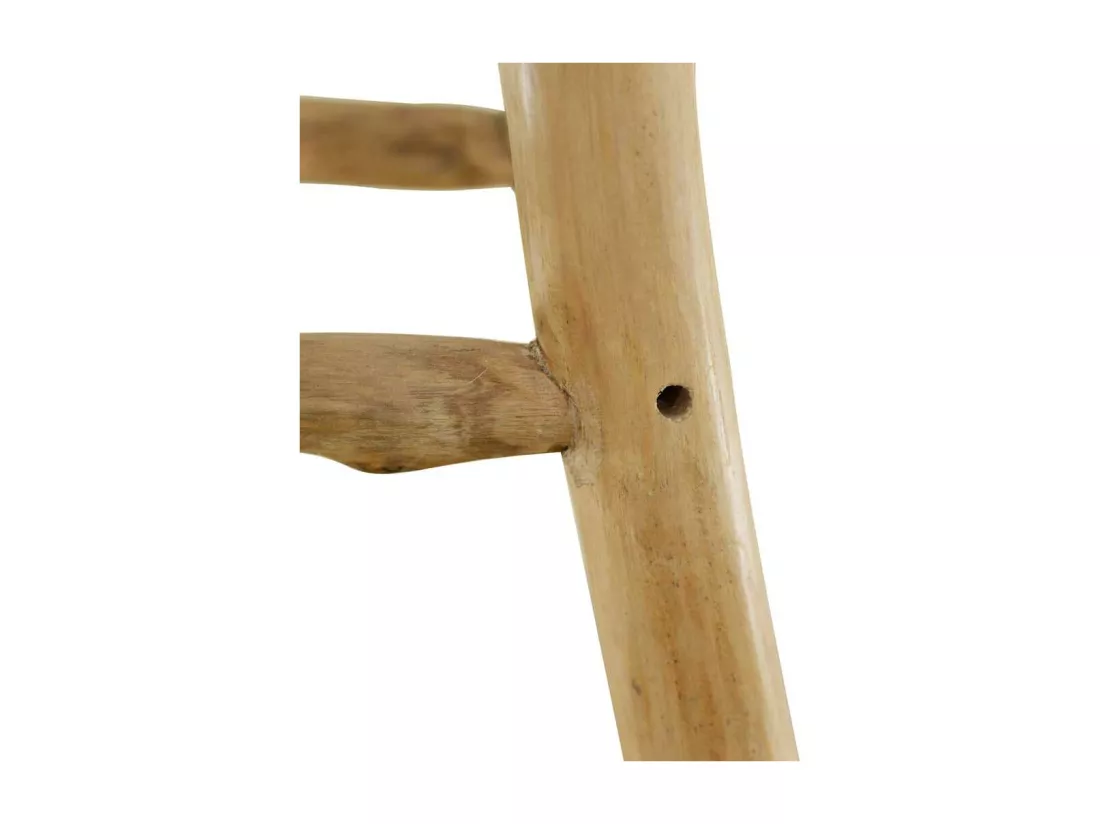 Tabouret de bar Cuir véritable et bois de teck solide