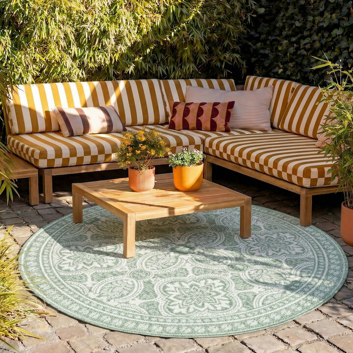 Rond buitenkleed - Summer Oriental Groen | Zomers!