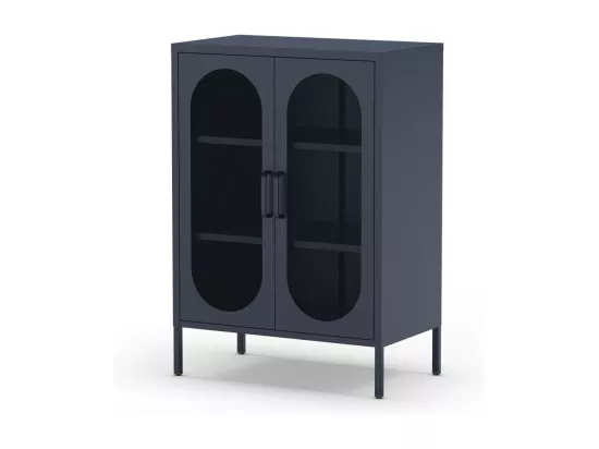 Zio - Buffet 2 portes en métal H100cm - Bleu nuit