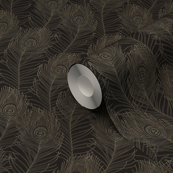 Papier peint Vinyle Intissé GoodHome Sedef noir