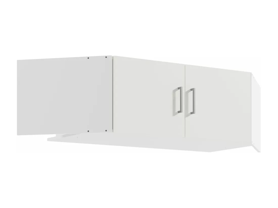 Armoire d'angle 2 portes - L117 cm - Blanc + Réhausse - BELOMY