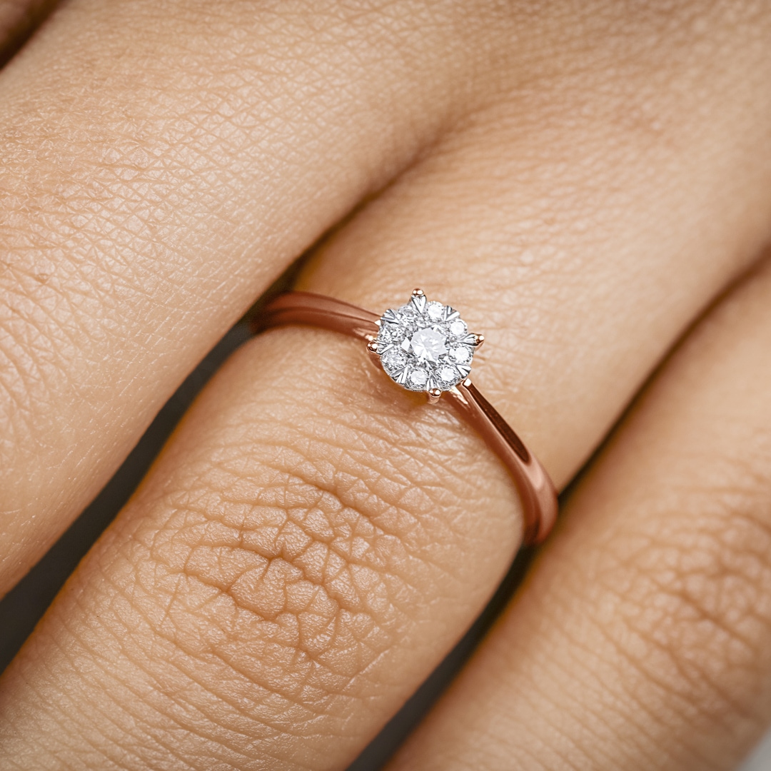 Verlobungsring 750/18 K Roségold mit Diamanten 0.15 ct H/si by CHRISTIAN