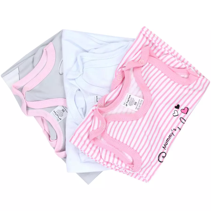 TupTam Baby Mädchen Strampler mit Aufdruck Spruch 3er Pack rosaweiß