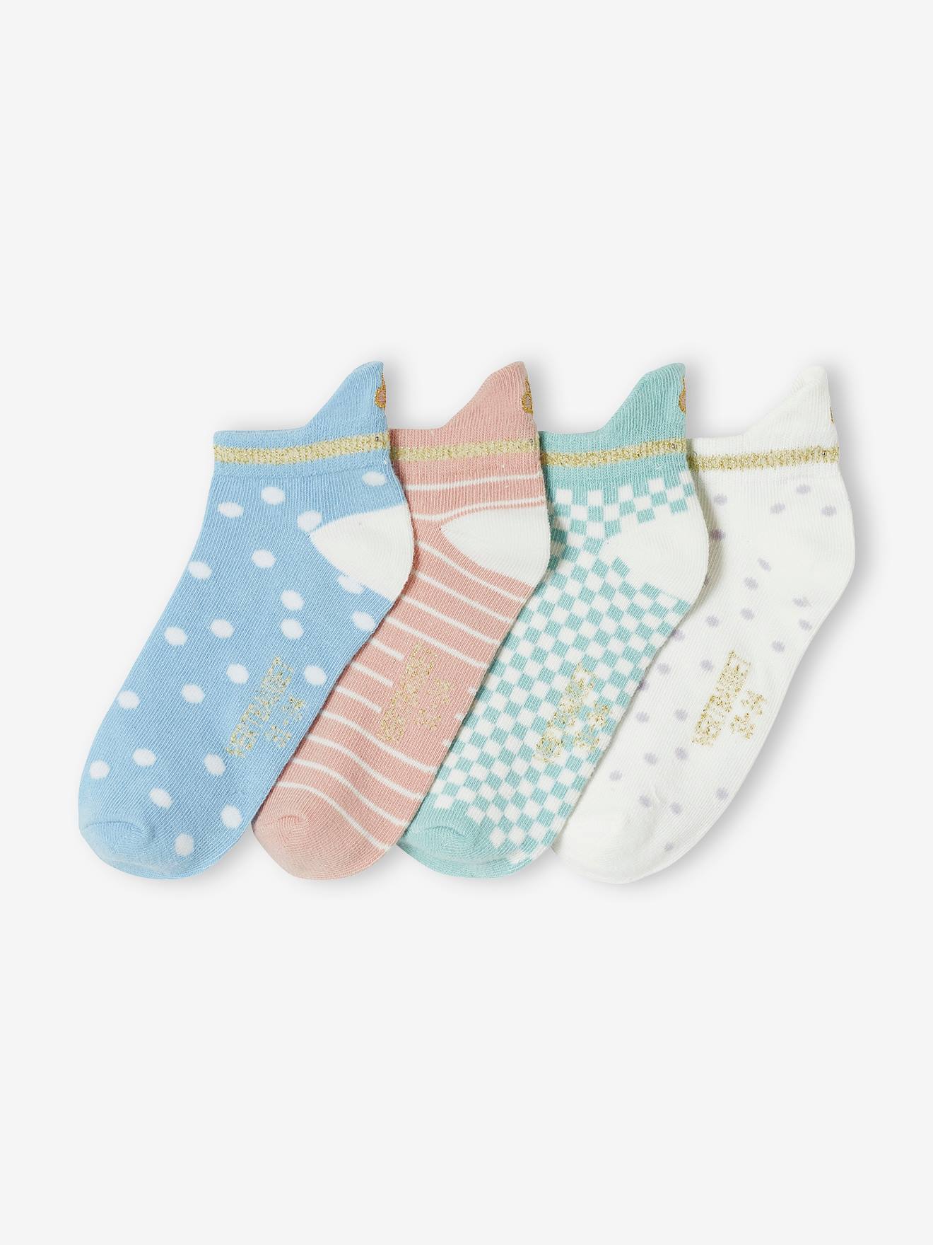 Pacote com 4 pares de meias curtas cor creme.