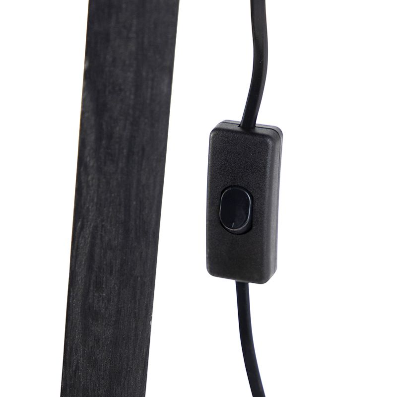 Vloerlamp Tripod zwart met kap 45cm linnen wit