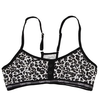 Say-So Top - Grau Meliert m. Leopard