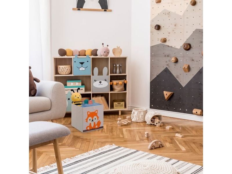 relaxdays Spielzeugbox Fuchs Faltbare Aufbewahrungsbox für das Kinderzimmer