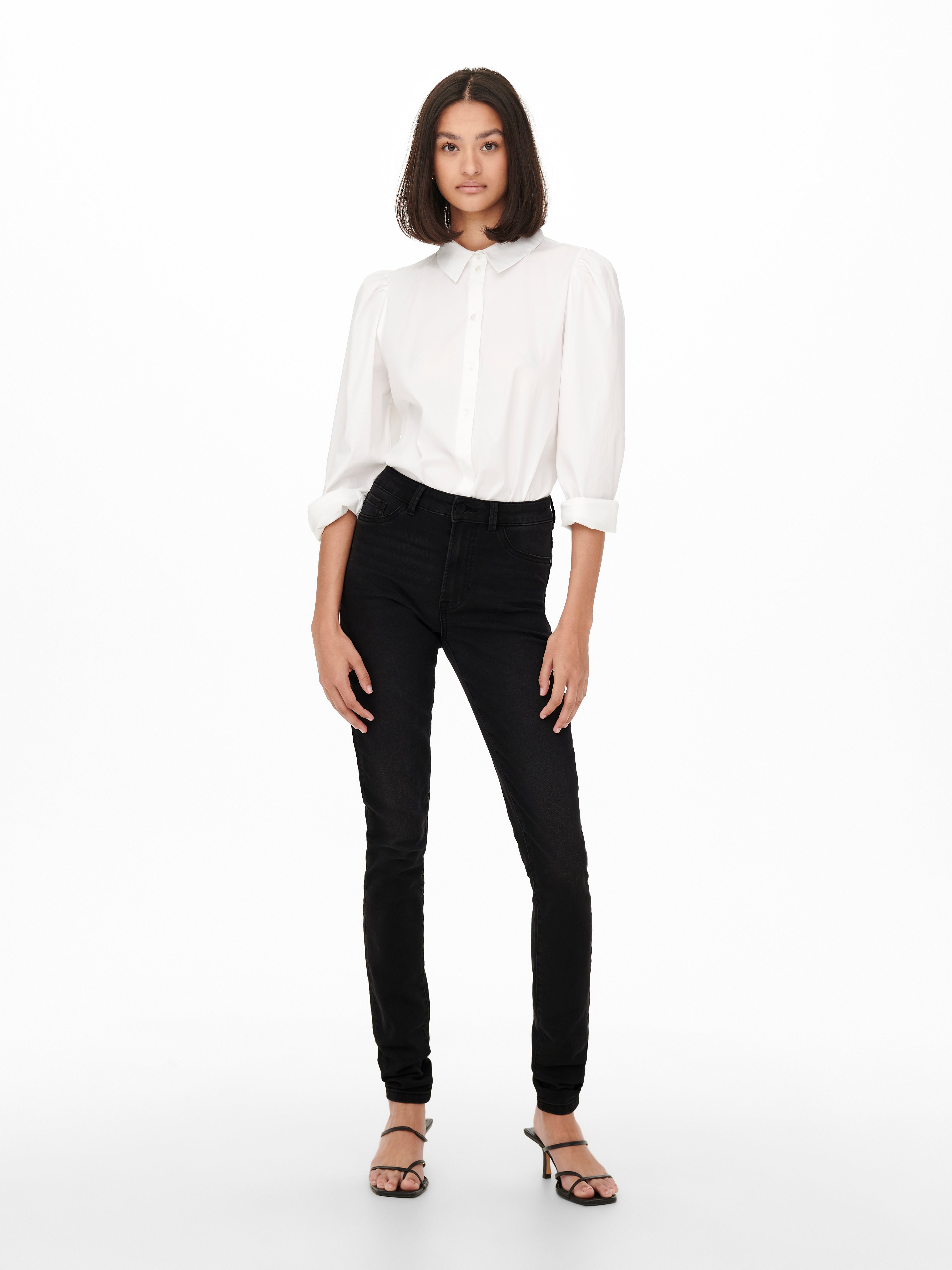 JDYTULGA Hohe Taille Skinny Fit Jeans Dark Grey Denim