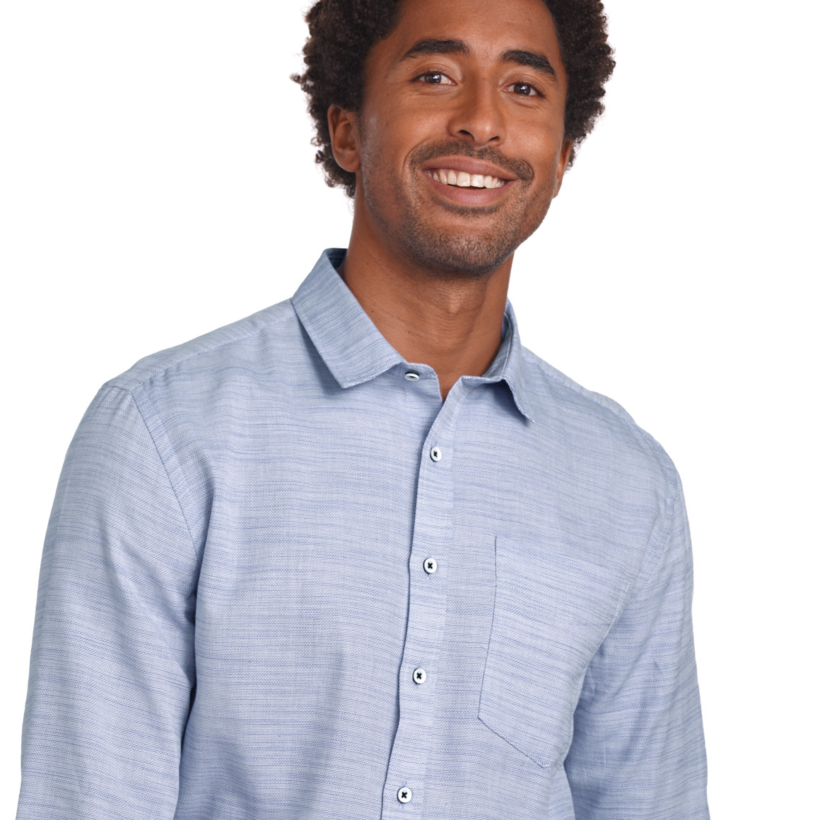 VanVaan Herren Hemd in Melange-Optik blau