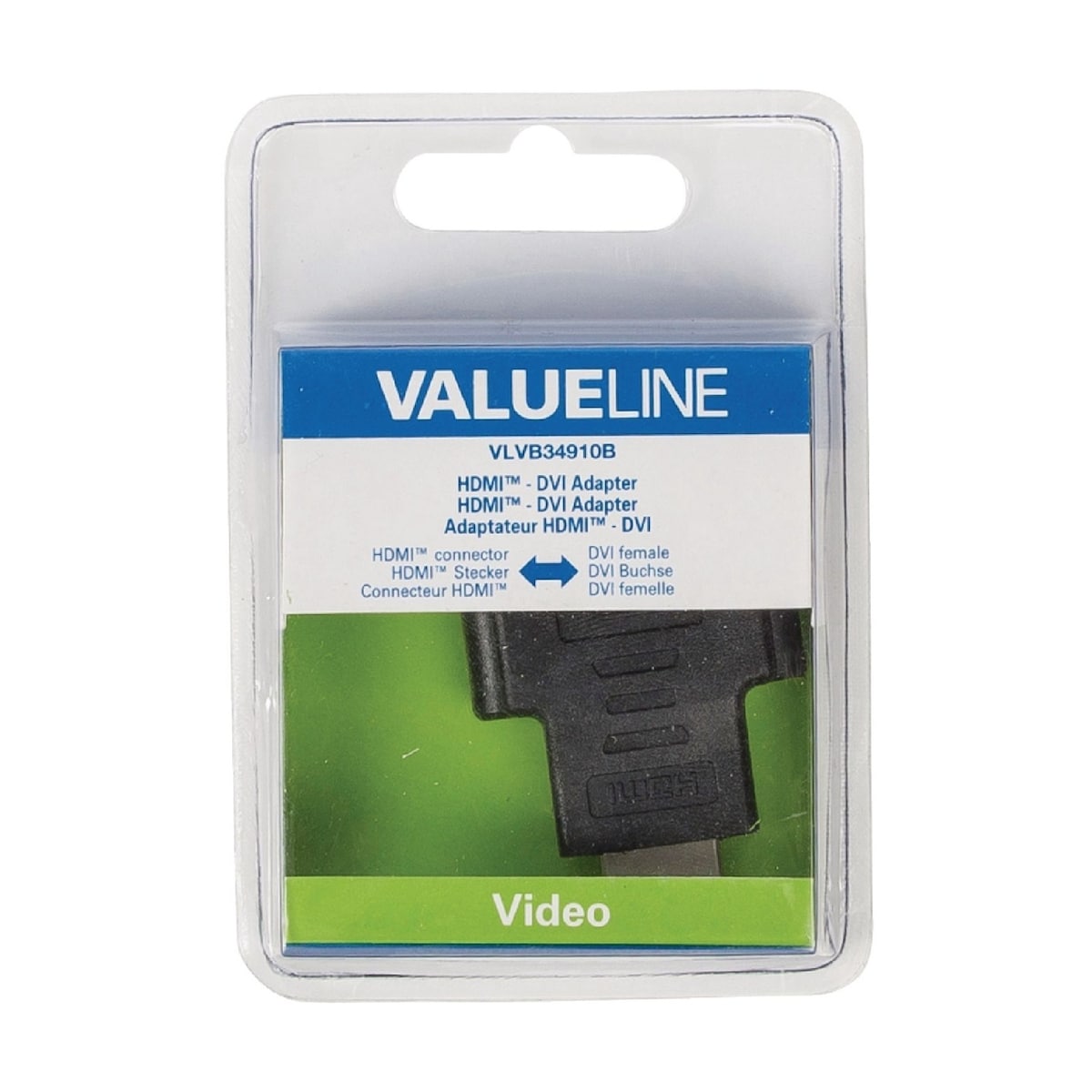 Valueline High Speed HDMI med Ethernet Adapter HDMI Kontakt - DVI-D 24+1p Hun Sort