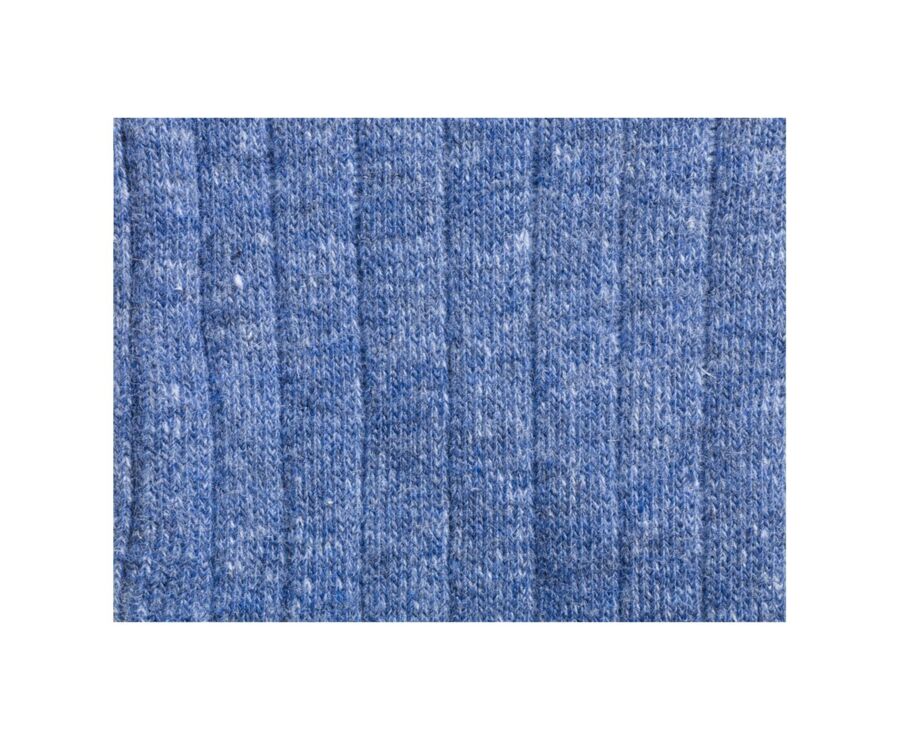 Chaussettes homme coton lin avec côtes Bleu Moyen Chiné
