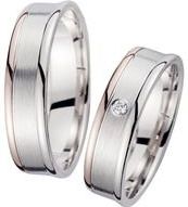 Trouwringen rood en witgoud met Diamant breedte 5,5 mm