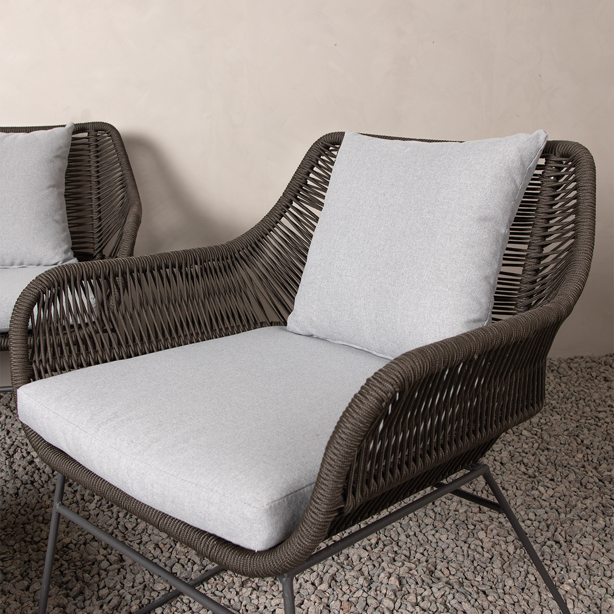 Tuin loungeset Caleb 4-delig -  met zitkussens Bruin