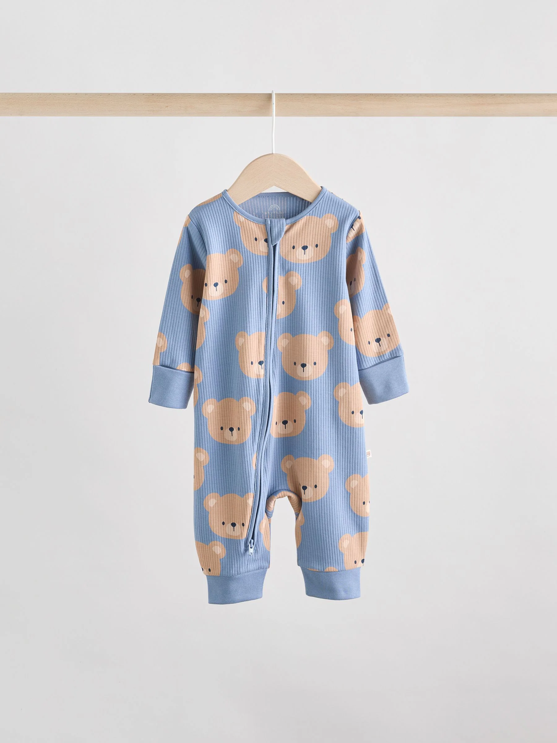 Bruin/donkerblauw - Set van 3 baby pyjama's zonder voetjes met tweewegrits van katoen (0mnd-3jr)