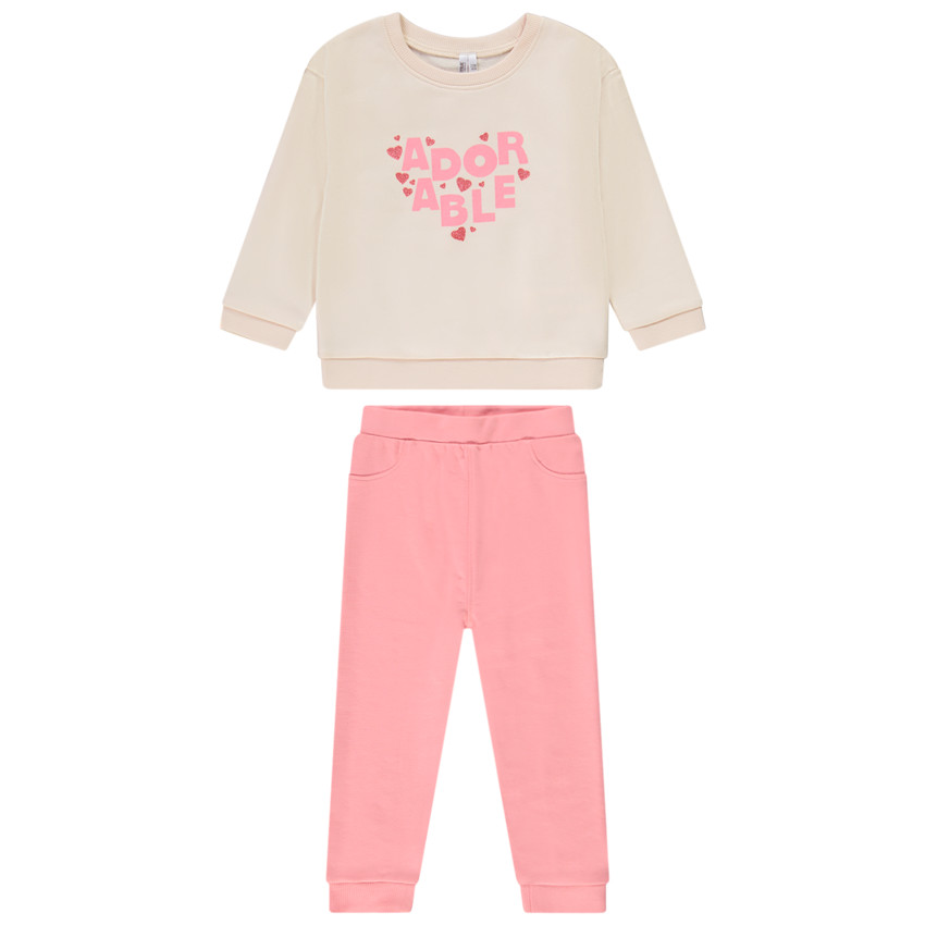 Ensemble jogging molletonné print cœurs pour bébé fille