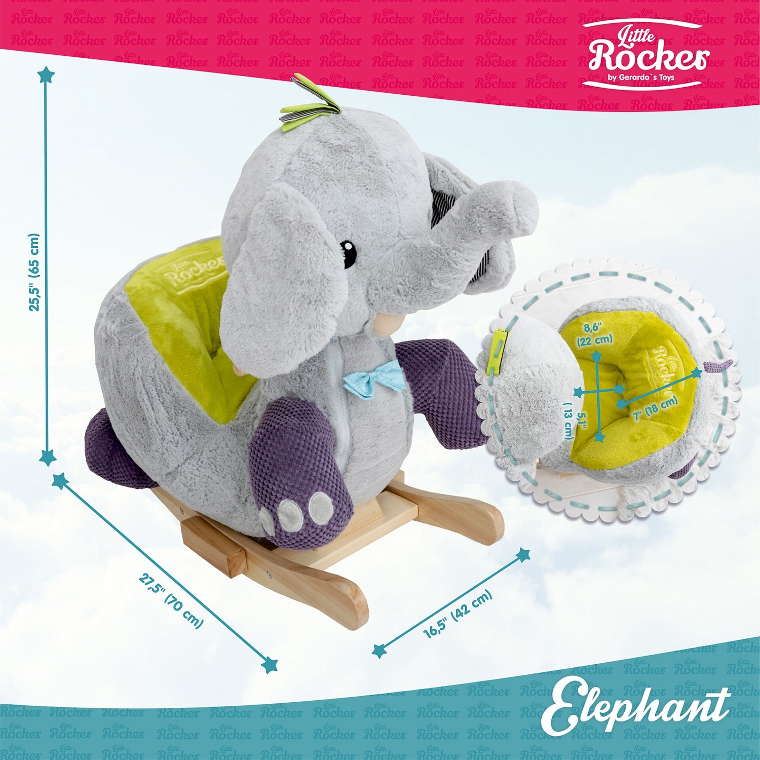 Eléphant à bascule gris