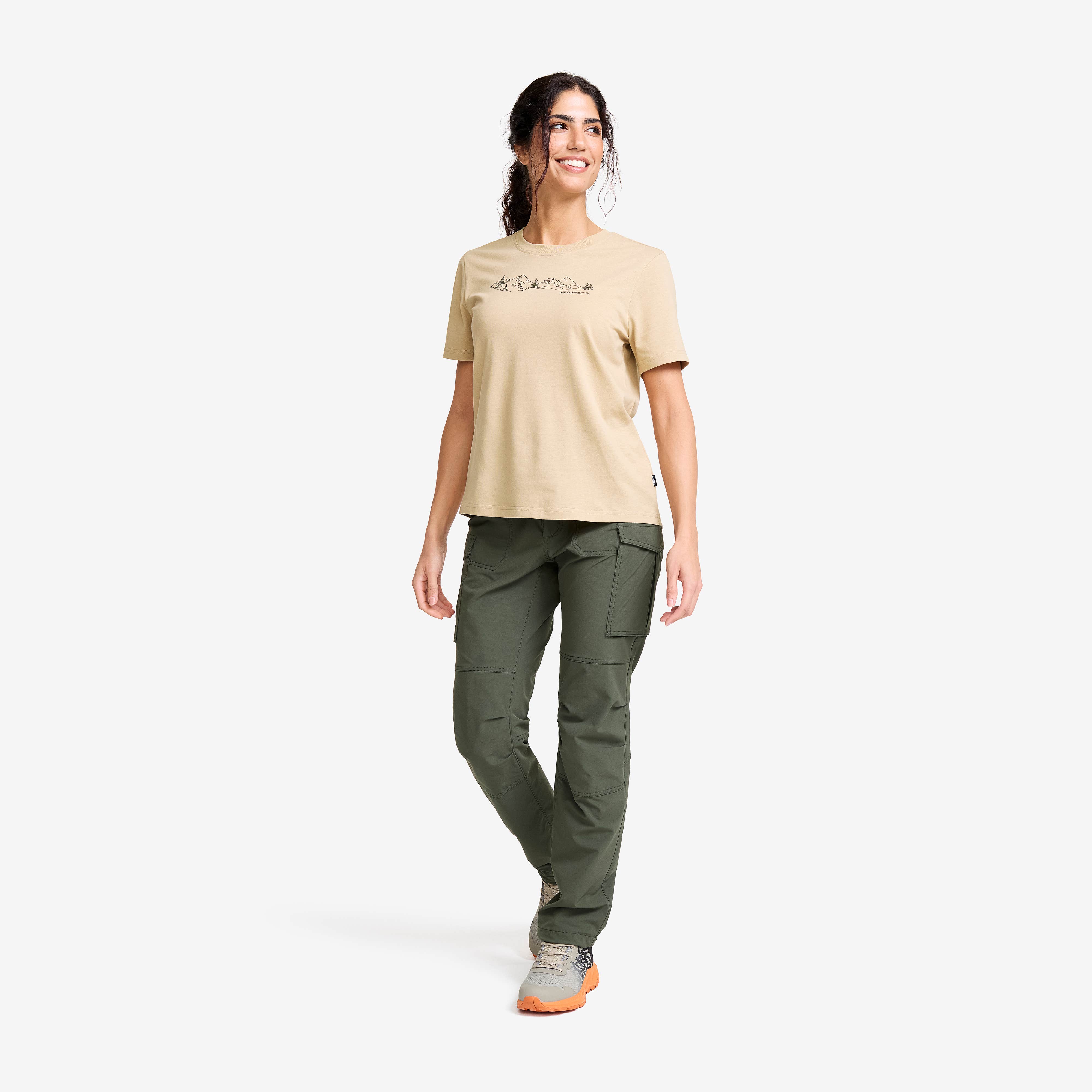 Easy Graphic Forest Lines T-shirt Dame Safari Beige