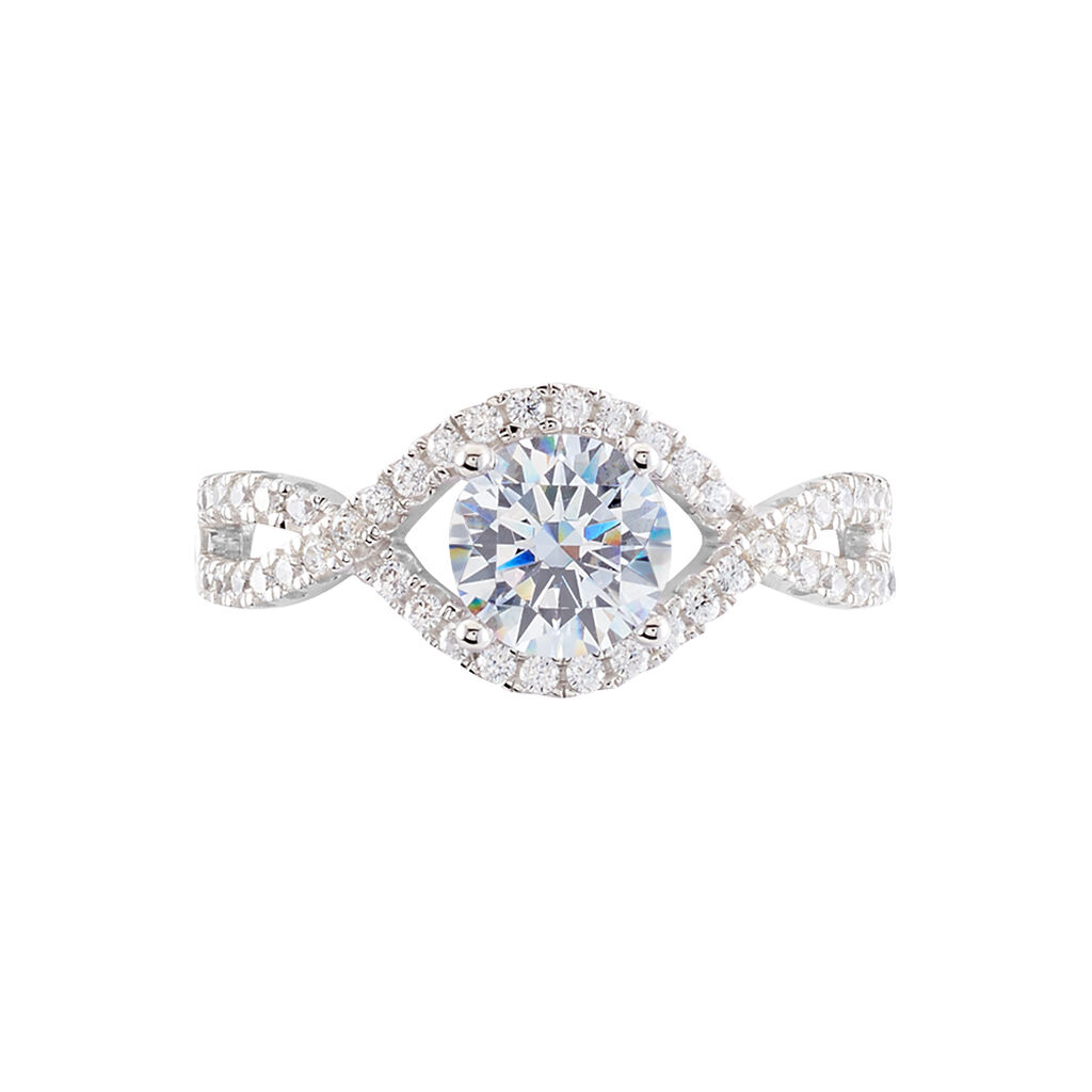 Bague Solitaire Anette Or Blanc Oxyde De Zirconium