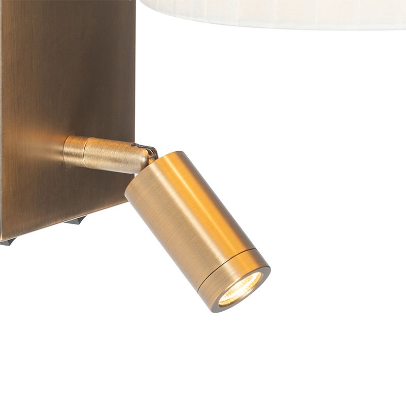 Moderne wandlamp wit en brons met leeslamp - Renier
