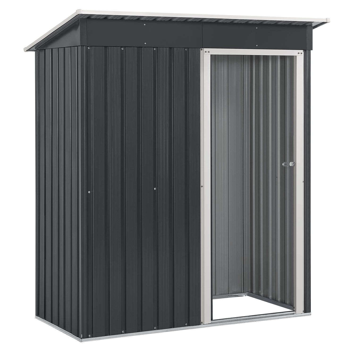 Juskys Metall Gerätehaus Geräteschuppen S - Pultdach, Schiebetür & Fundamentrahmen 1 m² anthrazit