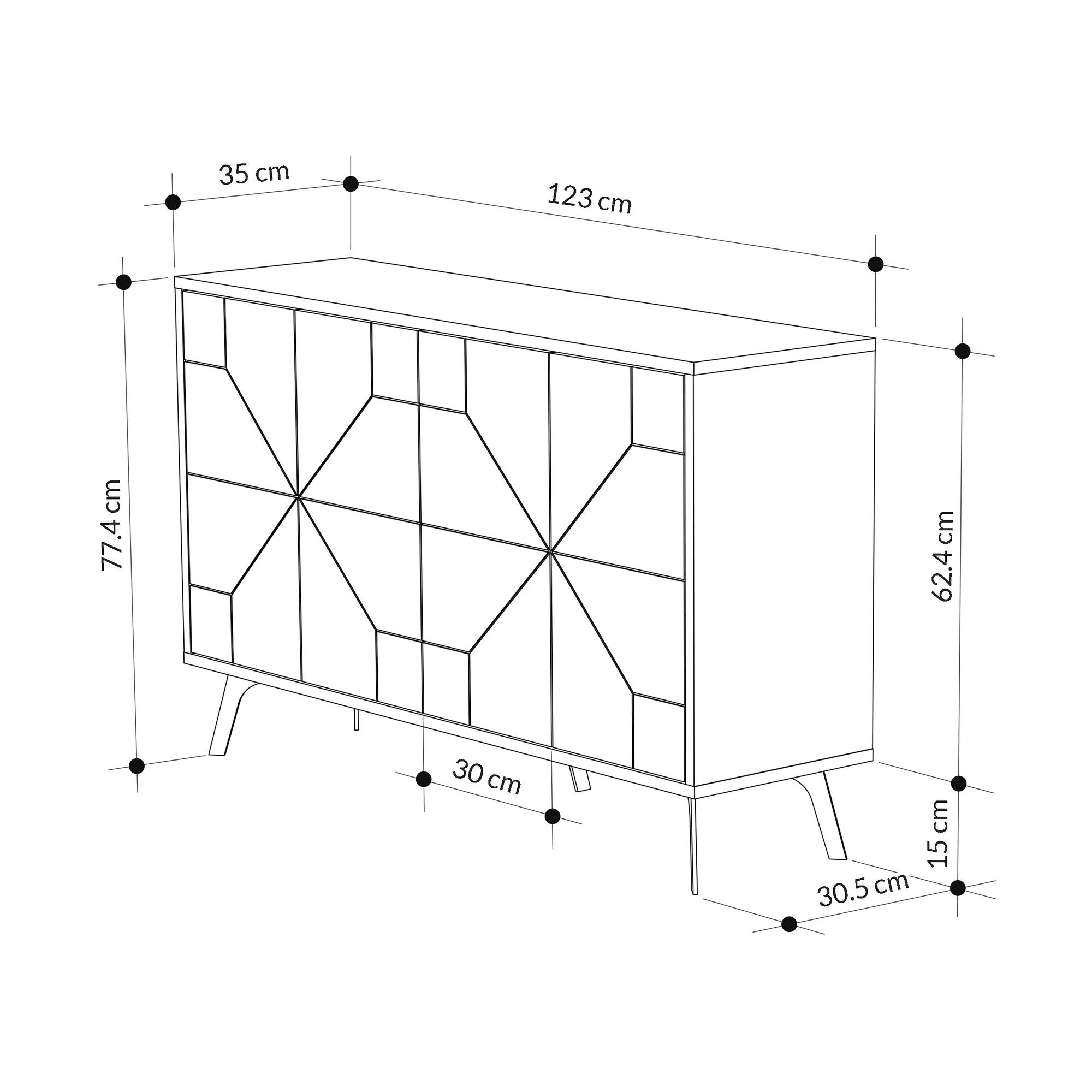 Calicosy - Dressoir met 4 deuren DUNE - B123 cm - Eikenlook