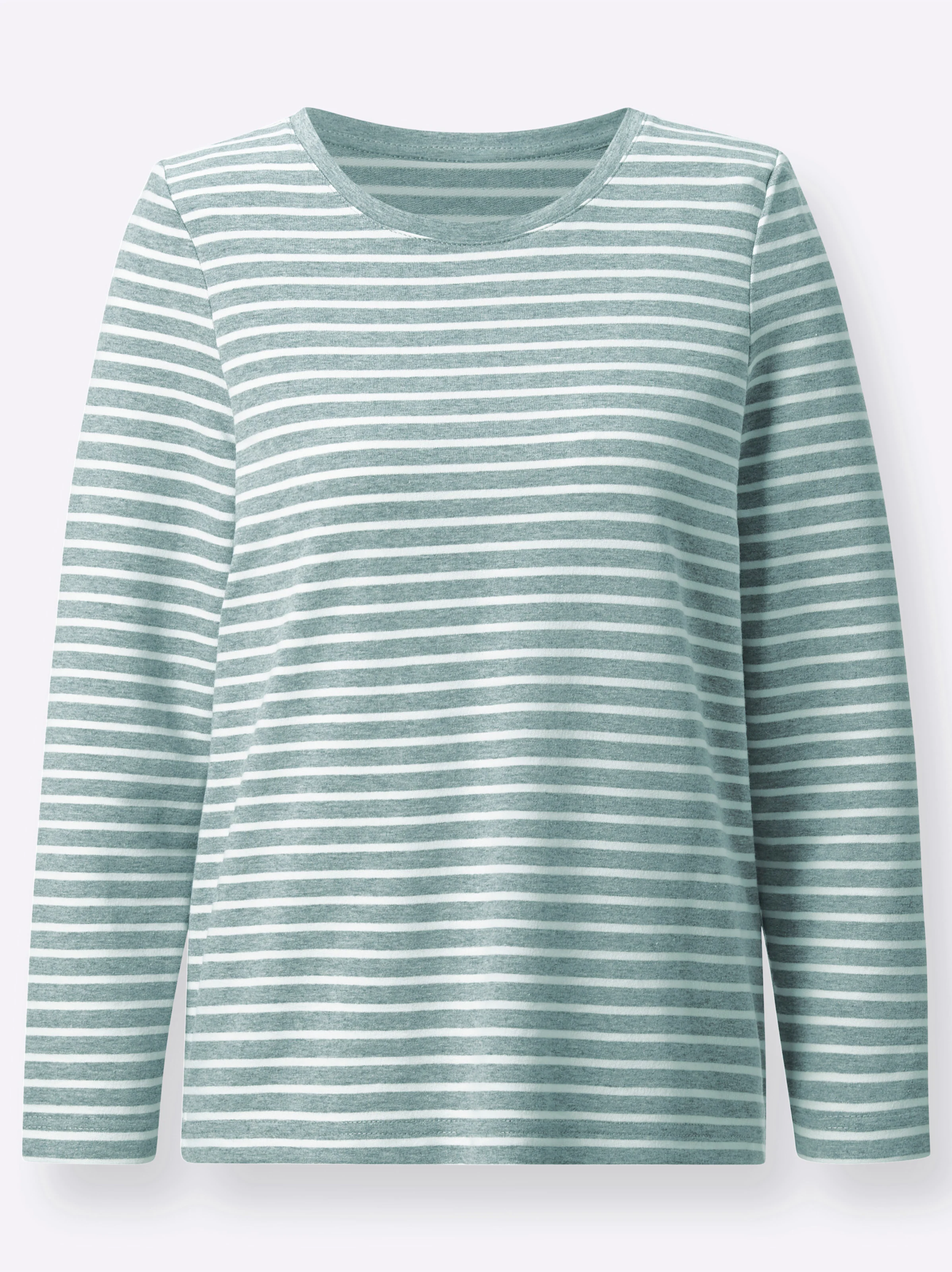Langarmshirt in jade-gestreift