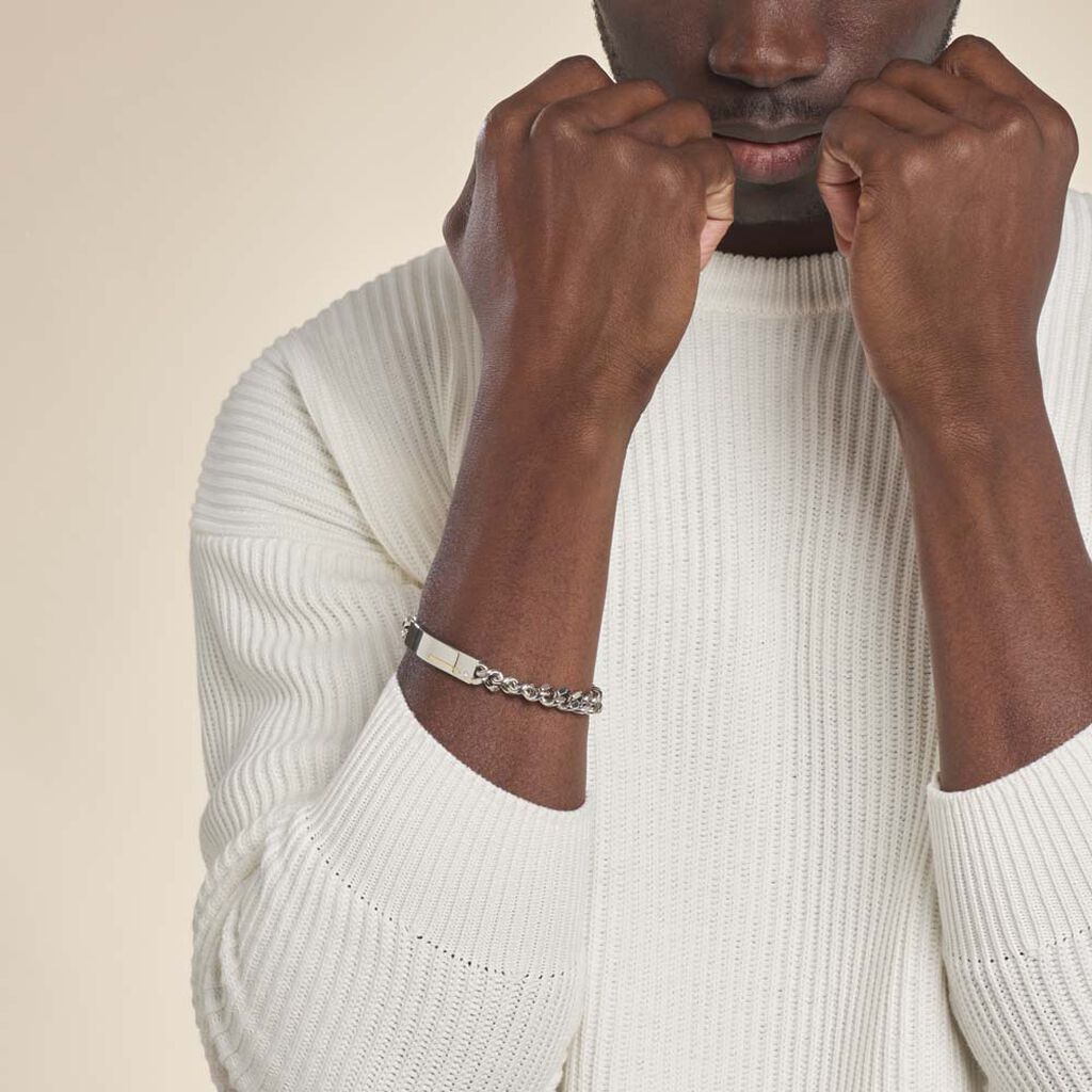 Bracelet Identité Adoline Acier Blanc Diamant