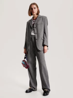 Blazer Neppy Relaxed Fit de Abotoamento Simples
