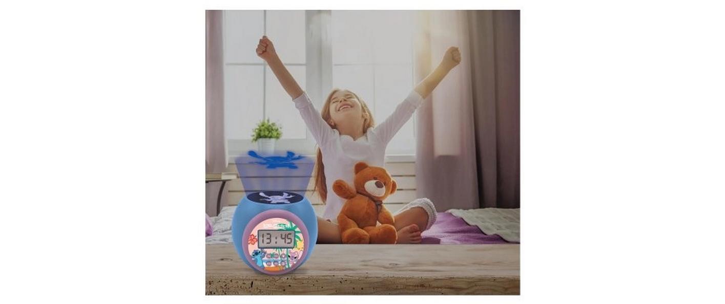 Projektor-Wecker StitchRundlicher Disney Stitch Wecker mit LCD-Anzeige