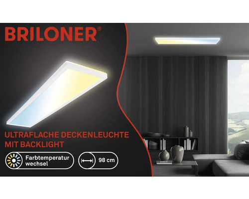 Dimbaar LED-paneel, 36W, 4800 lm, CCT verstelbaar, wit, 20x98 cm, slank design + afstandsbediening + achtergrondverlichting + nachtlampfunctie
