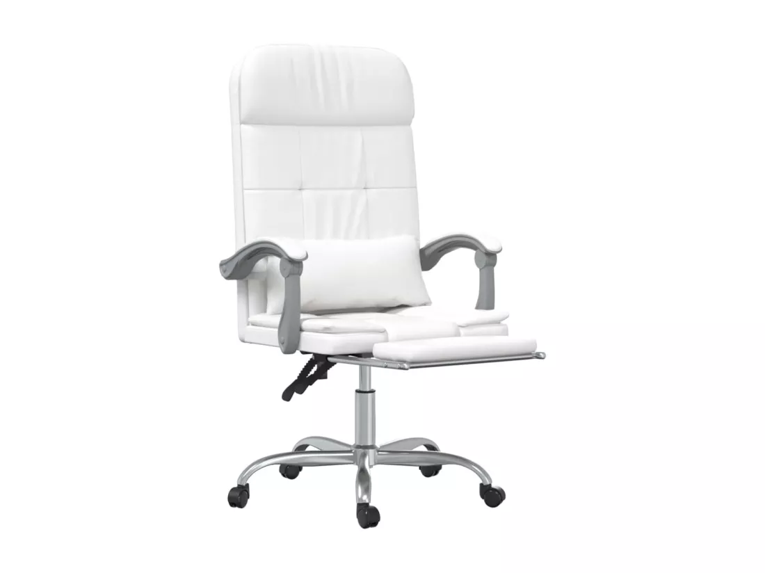 Fauteuil de massage inclinable de bureau Blanc Similicuir