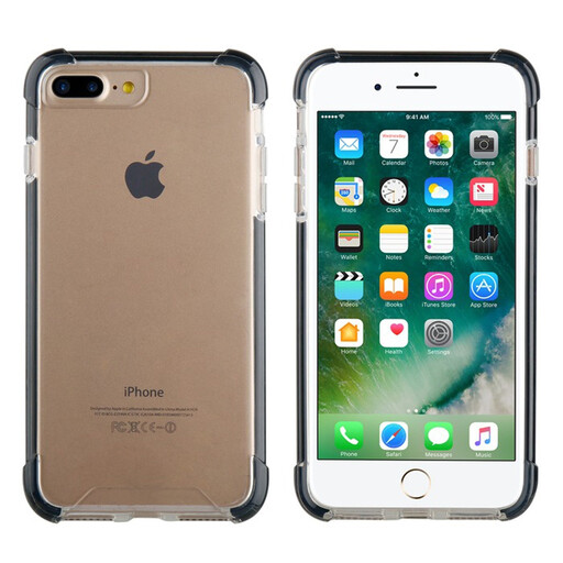 Capa rígida Muvit Tiger para Apple iPhone 8/7 Plus, resistente a impactos, 3M, transparente com borda preta.