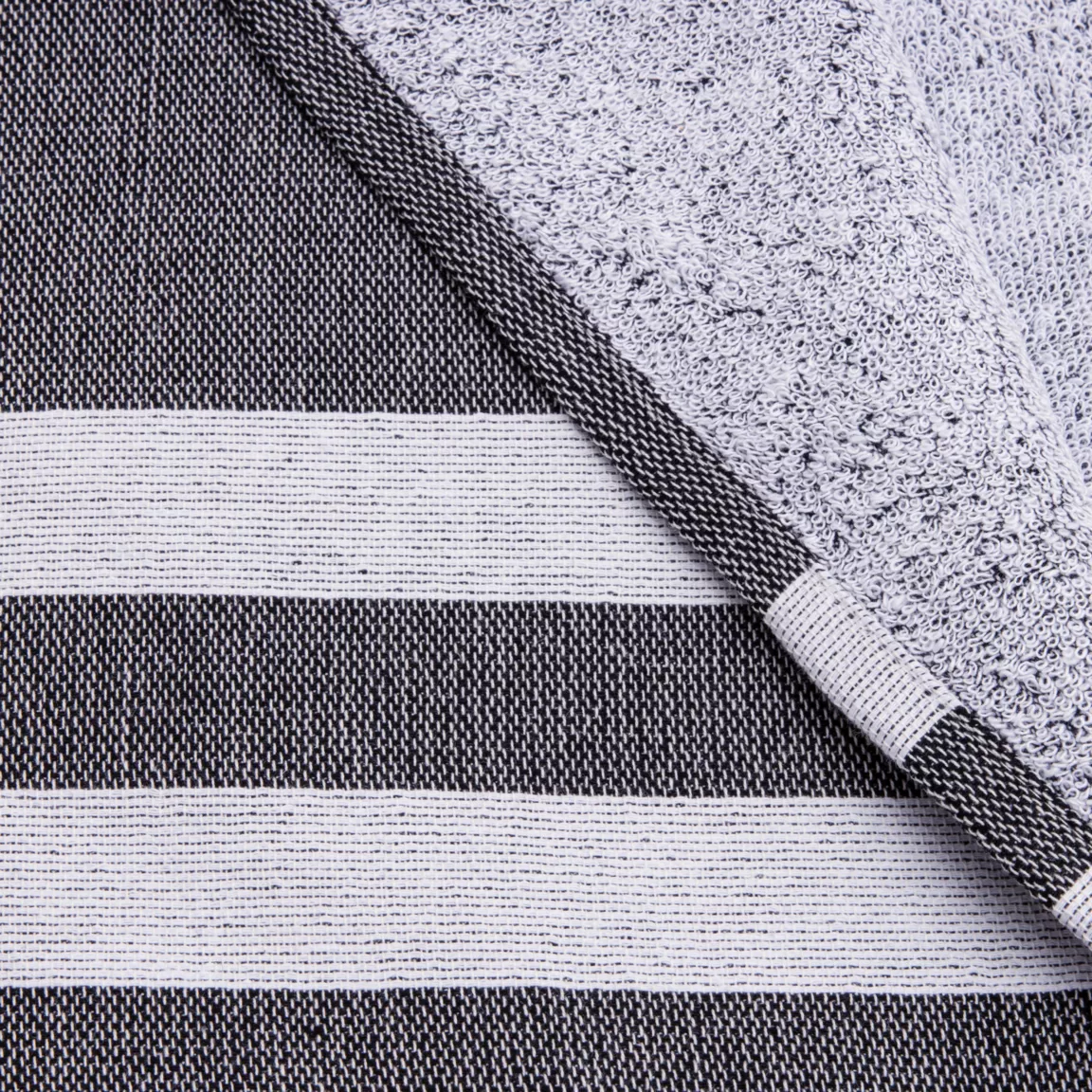 Fouta coton recyclé doublé éponge (100 x 200 cm) Coralia Noire