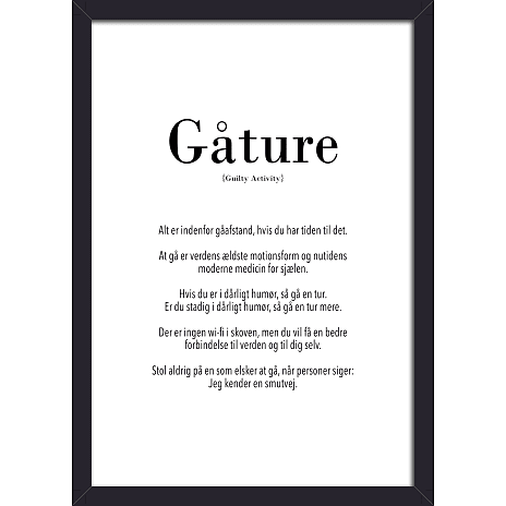 Salling Gåture plakat med sort glasramme 21x29,7 cm