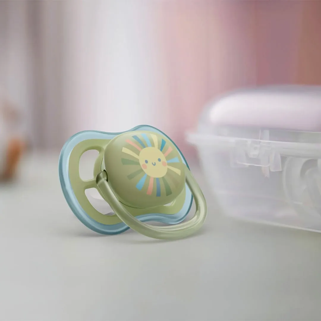 Philips Avent Suce Ultra Air 0-6 mois Soleil Souriant  Arc-en-ciel Bleu (2)