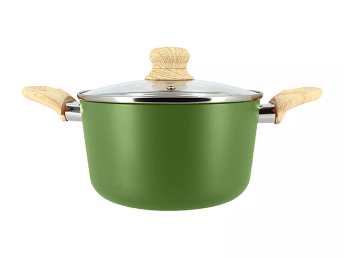 Menastyl - Faitout Olive 20cm Aluminium Recycle Avec Couvercle En Verre