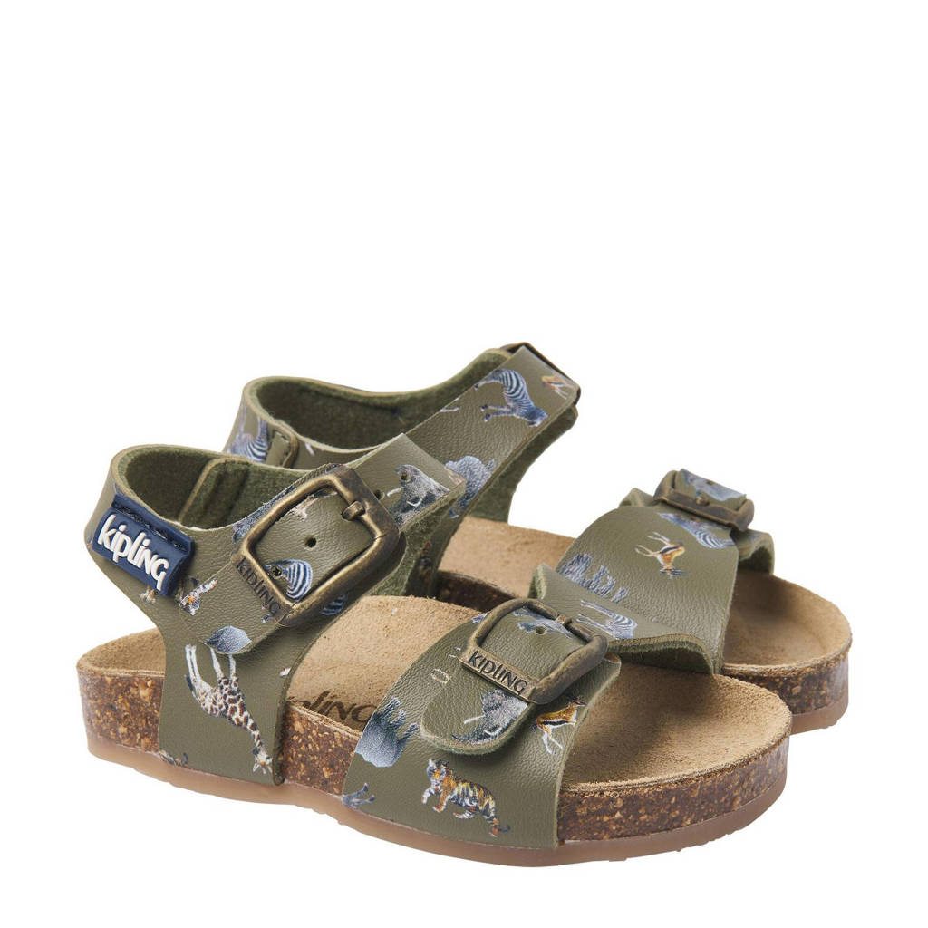 Kipling leren sandalen kaki